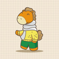 animal horse winter cartoon theme elements