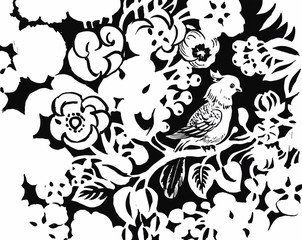 Beautiful monochrome, black and white flower isolated. Hand