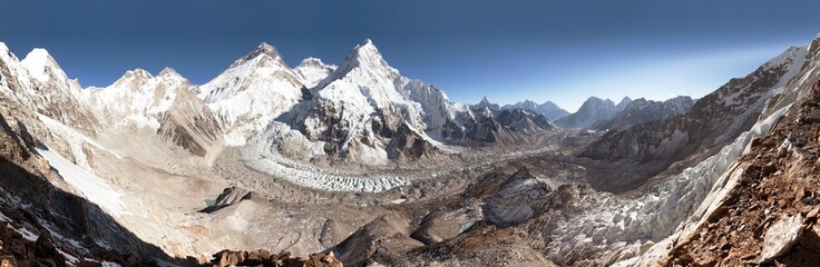 mount Everest, Lhotse and nuptse - obrazy, fototapety, plakaty