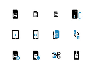 Mobile communications cards duotone icons on white background.