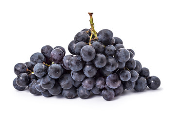 Ripe red grapes cluster isolated on a white