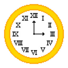 8-bit Pixel Clock Showing 3 O'Clock