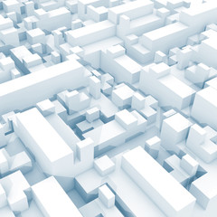 Abstract digital white 3d cityscape with soft light