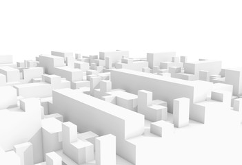 Fototapeta premium Abstract schematic 3d cityscape isolated on white