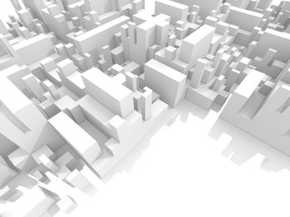 Abstract schematic white 3d cityscape, render