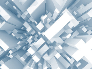 Abstract schematic light blue 3d cityscape, top view