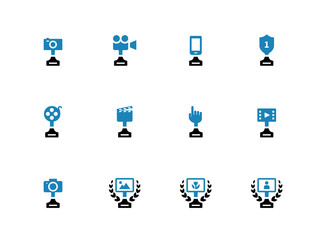 Awards duotone icons on white background.