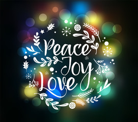 Light Bokeh Christmas Background With Typography, Lettering