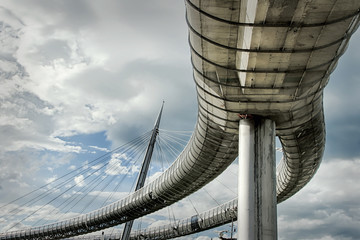 Pescara, Ponte del Mare: cable-stayed bridge, Abruzzo, Italy, HDR - obrazy, fototapety, plakaty