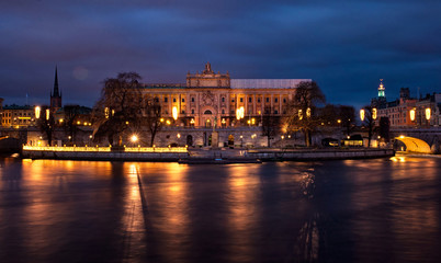 Fototapeta na wymiar Gamla Stan at night in Stockholm, Sweden