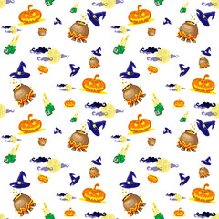 Materiał do szycia Seamless vector background design elements: halloween pumpkins