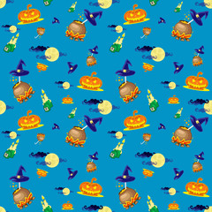 Materiał do szycia Seamless vector background design elements: halloween pumpkins