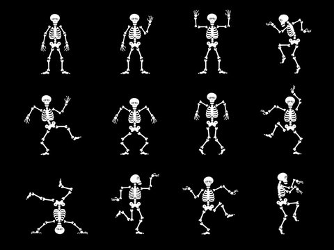 Set design elements: funny skeletons - dancing and yoga