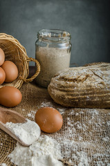 Home baked bread from sourdough rye