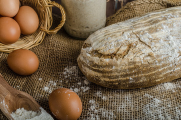 Home baked bread from sourdough rye