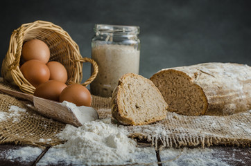 Home baked bread from sourdough rye