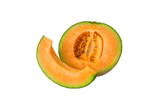 cantaloupe melon isolated on white background.