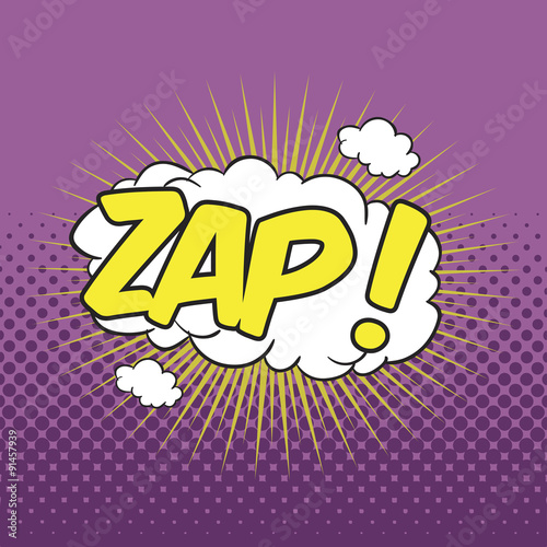 "ZAP! Wording Sound Effect for Comic Speech Bubble" Stock image and