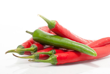 red and green chili peppers