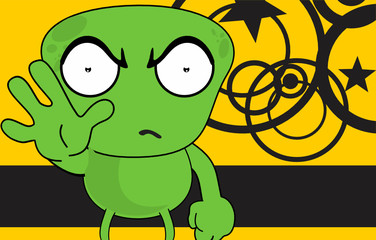 Stop funny alien cartoon background in vector format