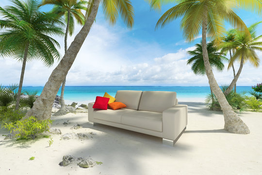 Sofa on the beach