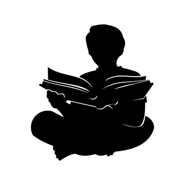 Young Student Read a Book Silhouette
