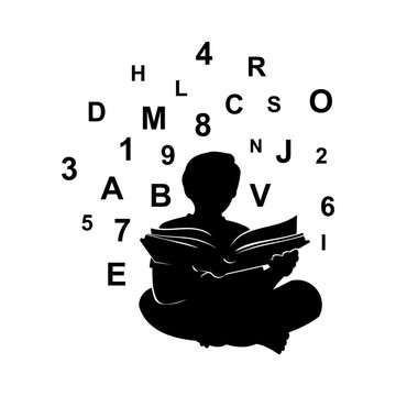 Little Kid Read Book for Knowledge Silhouette