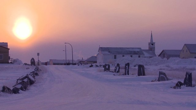 Sunset or sunrise at Churchill, Manitoba, Canada, Hudson Bay.