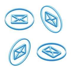 Set of isometric email icons.