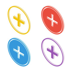 Obraz premium Isometric plus sign icon. Vector illustration.