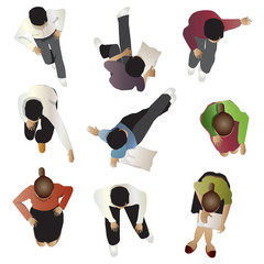 People sitting top view, set 4, vector illustration
