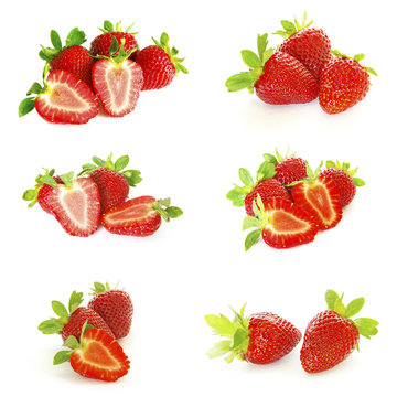 Strawberry. Fruits on white. Collection