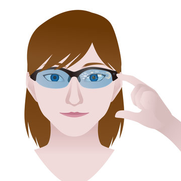 woman with smart glasses, Wearable device, illustration