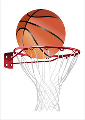 Fototapeta na wymiar basketball hoop and ball (basketball hoop with basketball, basketball and hoop)