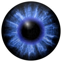 Illustration of blue eye iris, light reflection. Middle size of open eyes.