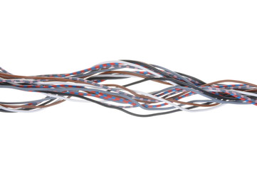 Multicolored cable isolated on white background