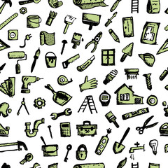 House repair, seamless pattern for your design