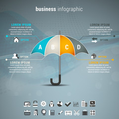 Business infographic made of umbrella.