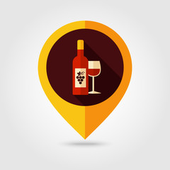 Wine flat mapping pin icon