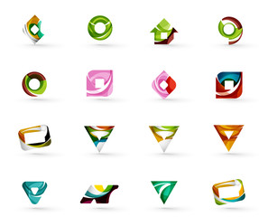 Set of various geometric icons -  rectangles triangles squares