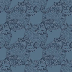 Koi carps seamless texture