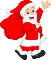 Happy Santa with a gift bag