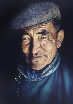 Mongolian Man in Traditional Dress Concept