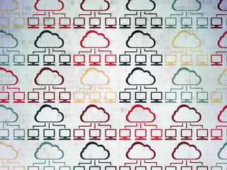 Cloud computing concept: Cloud Network icons on Digital Paper