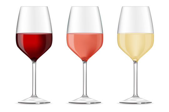 Glass of wine - red, white and rose.