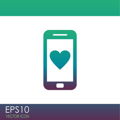 Smartphone with heart vector icon.
