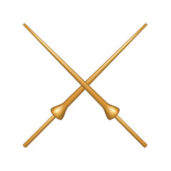 Two crossed lances in wooden design