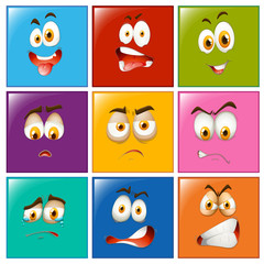 Facial expressions on square badges