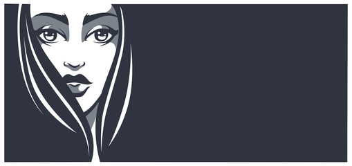lovely beauty banner, vector image of girl face with place for y