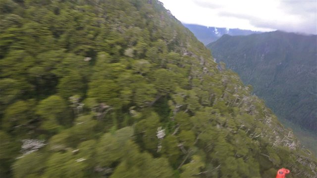Aerial from a helicopter flying over Rio Palena in Southern Chile.